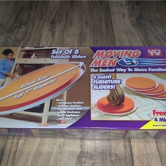 Moving Men Set of 8 Furniture Sliders 4 Giant & 4 - Picture 7 of 8
